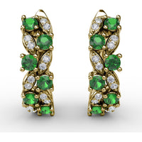 Vintage-Inspired Cluster Earrings with Round Emeralds and Pavé Diamonds by Fana - 0.92 Carat Total Gemstone Weight