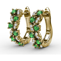 Vintage-Inspired Cluster Earrings with Round Emeralds and Pavé Diamonds by Fana - 0.92 Carat Total Gemstone Weight