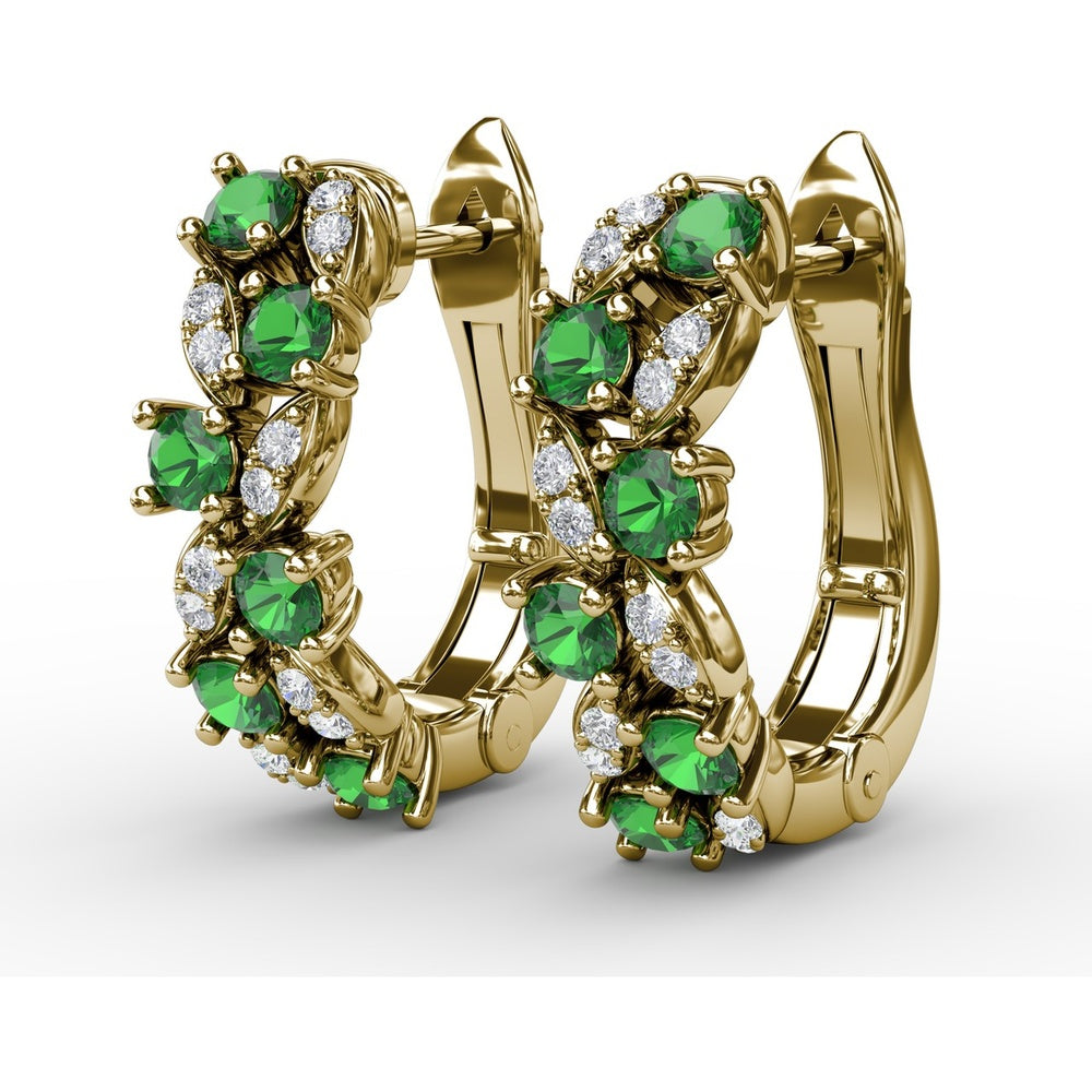 Vintage-Inspired Cluster Earrings with Round Emeralds and Pavé Diamonds by Fana - 0.92 Carat Total Gemstone Weight
