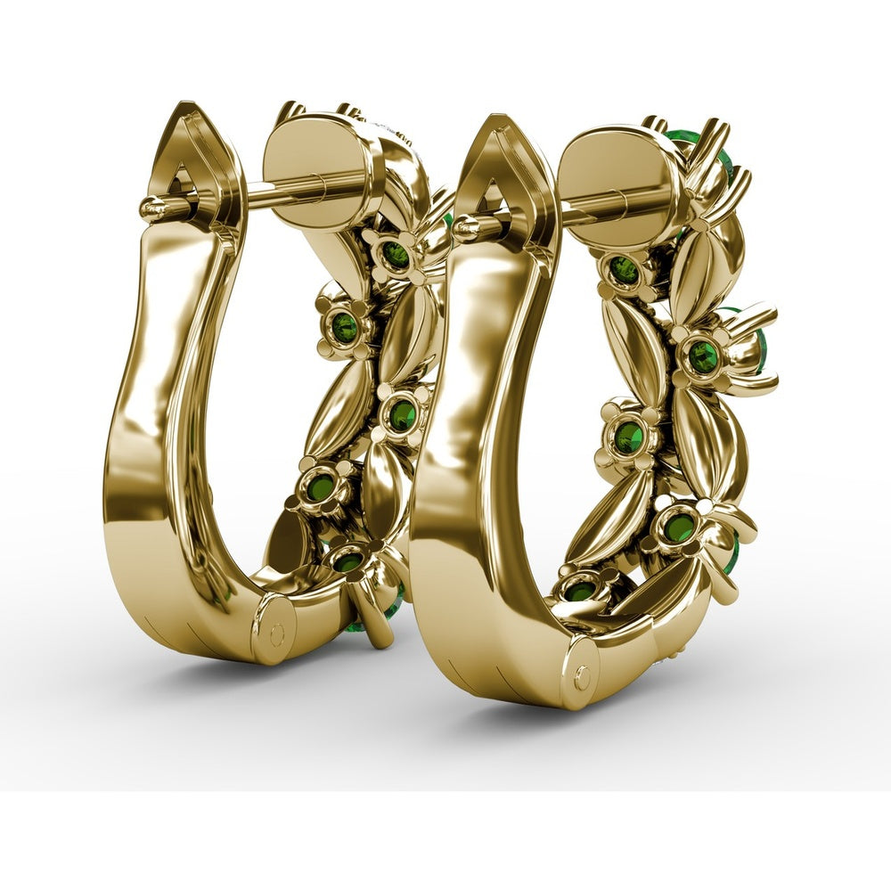 Vintage-Inspired Cluster Earrings with Round Emeralds and Pavé Diamonds by Fana - 0.92 Carat Total Gemstone Weight