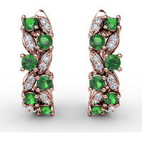 Vintage-Inspired Cluster Earrings with Round Emeralds and Pavé Diamonds by Fana - 0.92 Carat Total Gemstone Weight