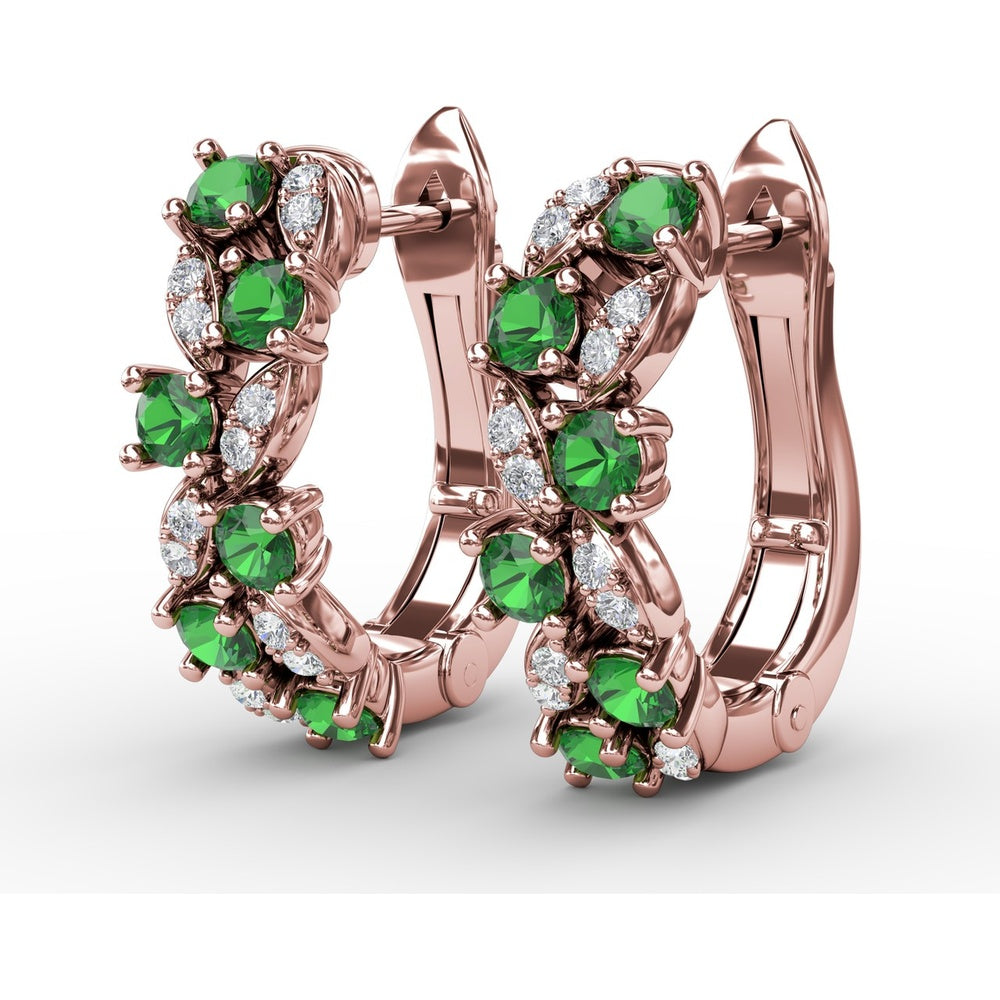 Vintage-Inspired Cluster Earrings with Round Emeralds and Pavé Diamonds by Fana - 0.92 Carat Total Gemstone Weight