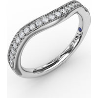 Vintage Inspired Contour Diamond Anniversary Band with Milgrain and Channel Set Round Diamonds by Fana - 0.21 Carat Total Diamond Weight