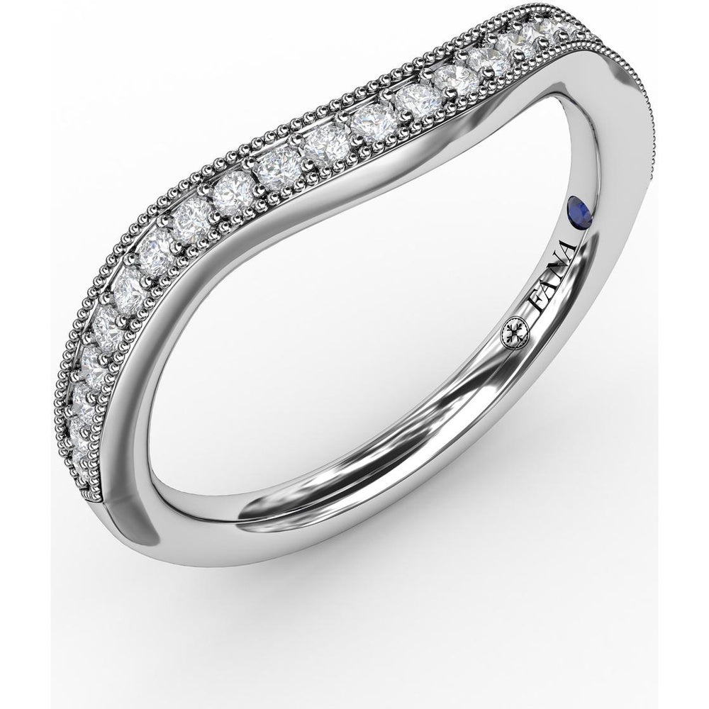 Vintage Inspired Contour Diamond Anniversary Band with Milgrain and Channel Set Round Diamonds by Fana - 0.21 Carat Total Diamond Weight