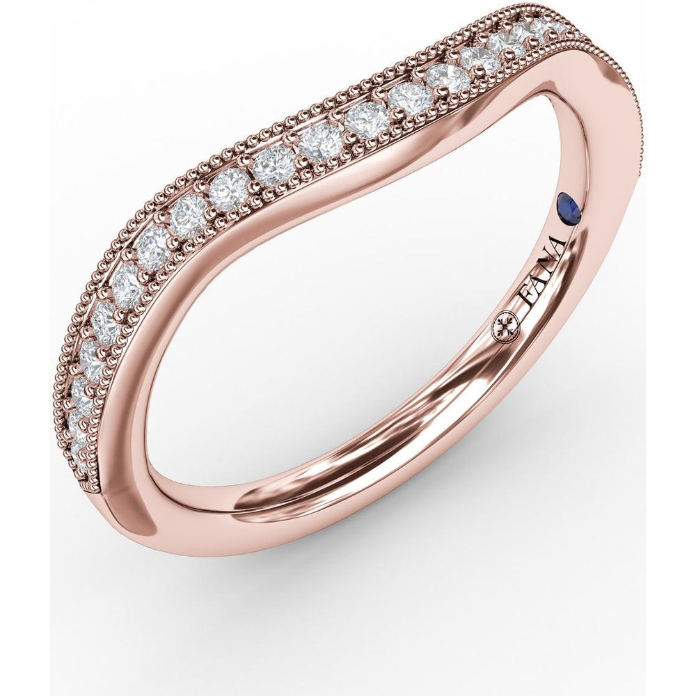 Vintage Inspired Contour Diamond Anniversary Band with Milgrain and Channel Set Round Diamonds by Fana - 0.21 Carat Total Diamond Weight