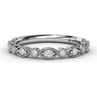 Vintage-Inspired Diamond Band with Round Stones in Marquise Milgrain Settings by Fana - 0.15 Carat Total Diamond Weight