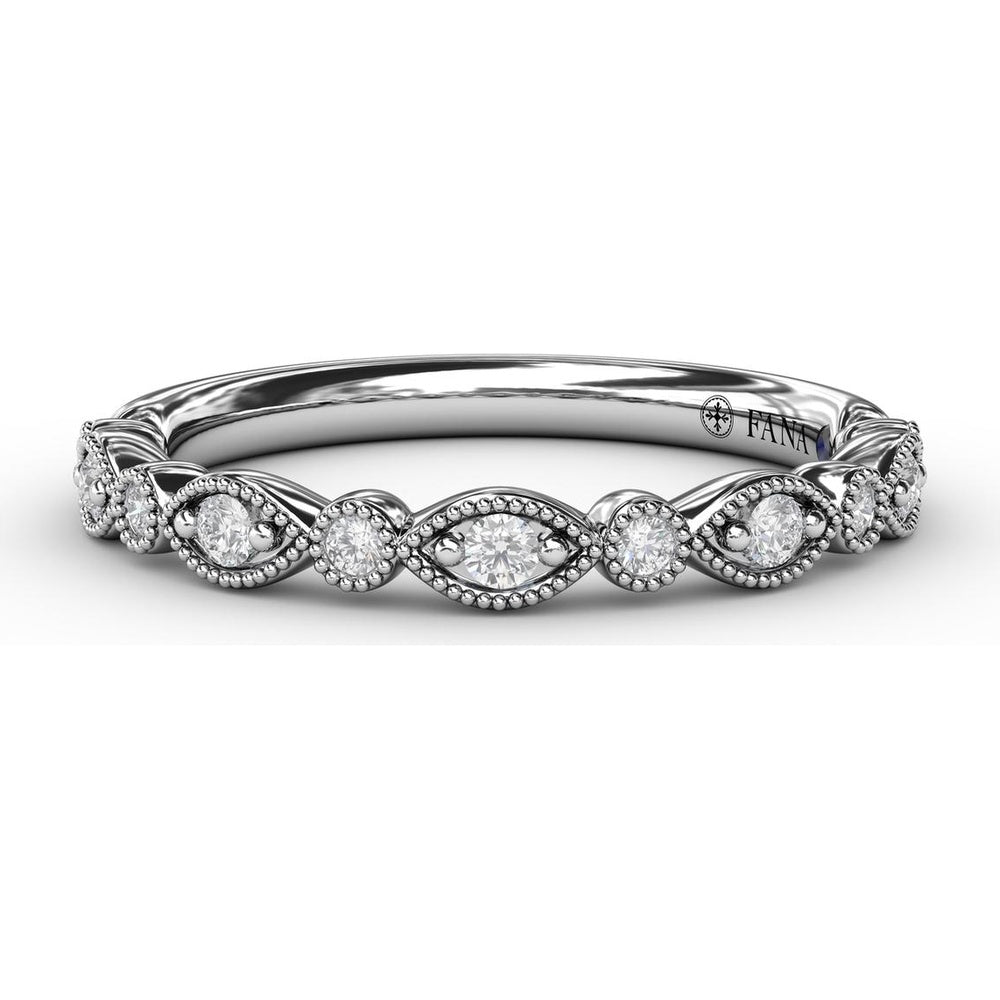 Vintage-Inspired Diamond Band with Round Stones in Marquise Milgrain Settings by Fana - 0.15 Carat Total Diamond Weight