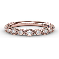 Vintage-Inspired Diamond Band with Round Stones in Marquise Milgrain Settings by Fana - 0.15 Carat Total Diamond Weight
