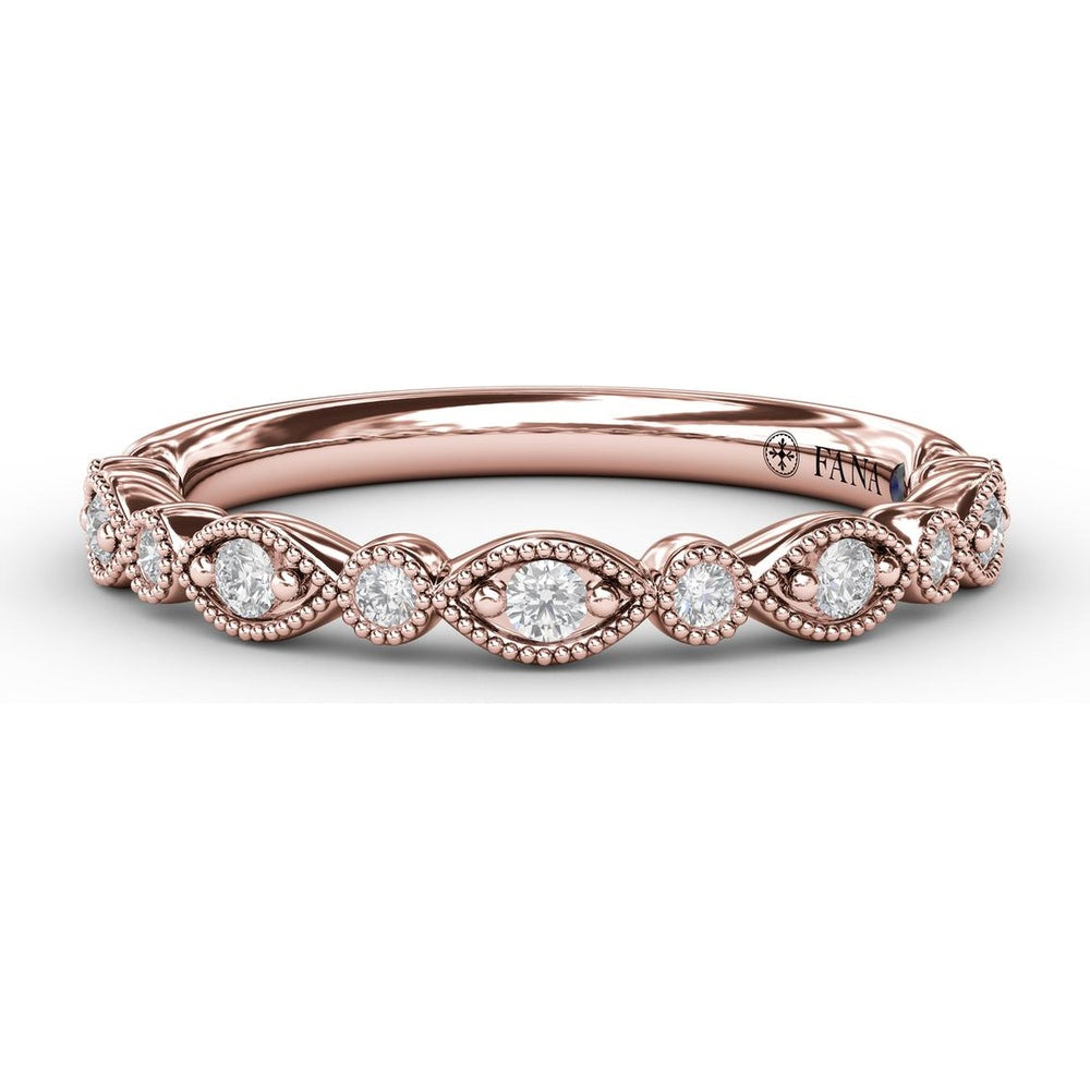 Vintage-Inspired Diamond Band with Round Stones in Marquise Milgrain Settings by Fana - 0.15 Carat Total Diamond Weight
