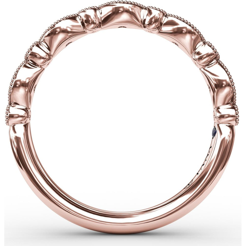 Vintage-Inspired Diamond Band with Round Stones in Marquise Milgrain Settings by Fana - 0.15 Carat Total Diamond Weight