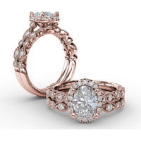 Vintage-Inspired Diamond Band with Round Stones in Marquise Milgrain Settings by Fana - 0.15 Carat Total Diamond Weight
