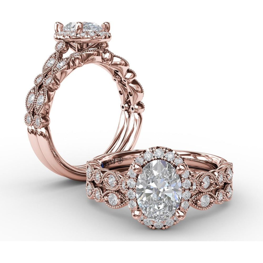 Vintage-Inspired Diamond Band with Round Stones in Marquise Milgrain Settings by Fana - 0.15 Carat Total Diamond Weight
