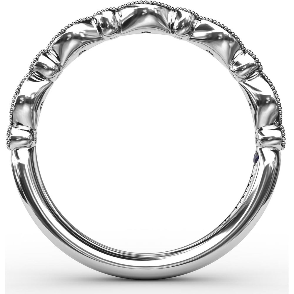 Vintage-Inspired Diamond Band with Round Stones in Marquise Milgrain Settings by Fana - 0.15 Carat Total Diamond Weight