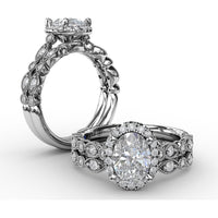 Vintage-Inspired Diamond Band with Round Stones in Marquise Milgrain Settings by Fana - 0.15 Carat Total Diamond Weight