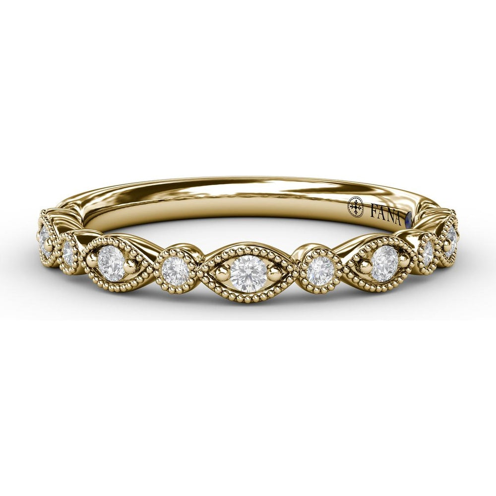 Vintage-Inspired Diamond Band with Round Stones in Marquise Milgrain Settings by Fana - 0.15 Carat Total Diamond Weight