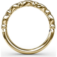 Vintage-Inspired Diamond Band with Round Stones in Marquise Milgrain Settings by Fana - 0.15 Carat Total Diamond Weight