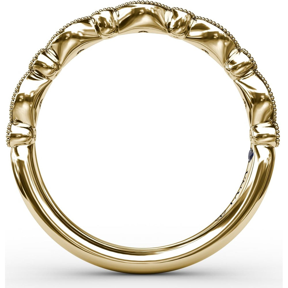 Vintage-Inspired Diamond Band with Round Stones in Marquise Milgrain Settings by Fana - 0.15 Carat Total Diamond Weight