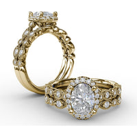 Vintage-Inspired Diamond Band with Round Stones in Marquise Milgrain Settings by Fana - 0.15 Carat Total Diamond Weight