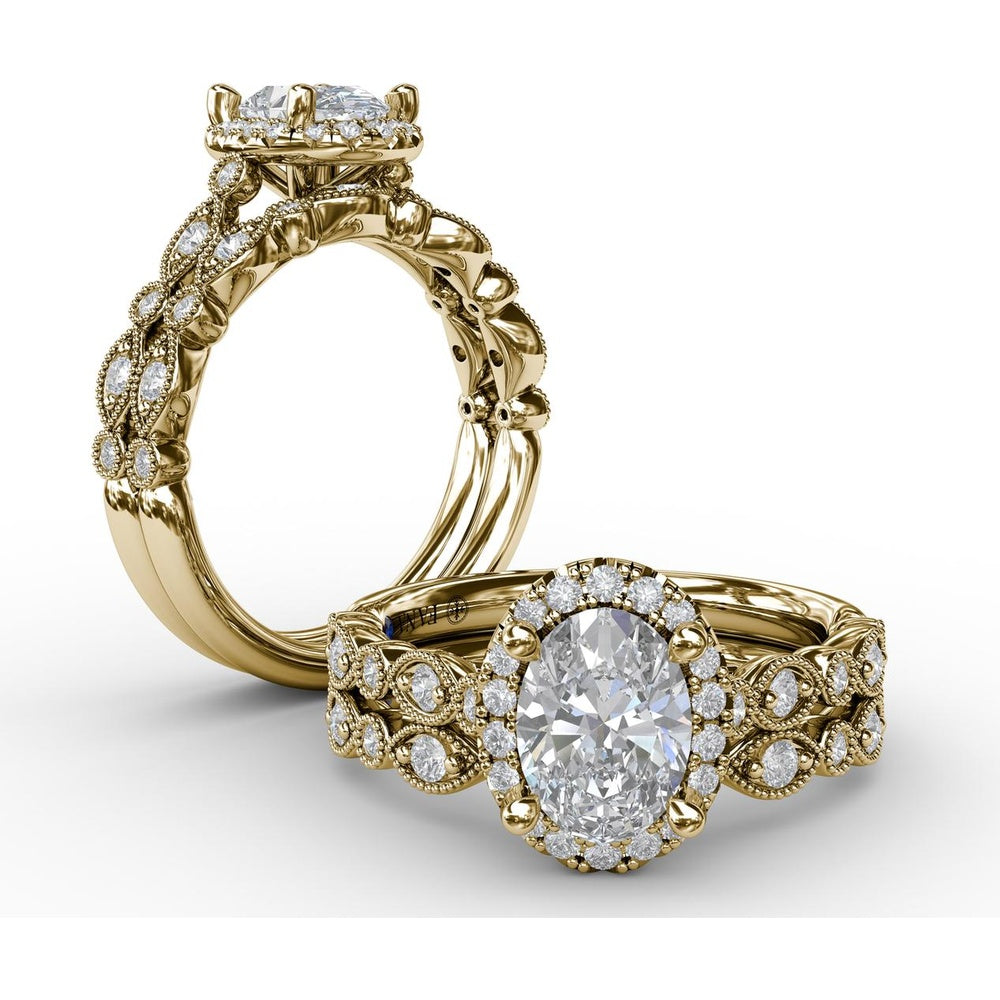 Vintage-Inspired Diamond Band with Round Stones in Marquise Milgrain Settings by Fana - 0.15 Carat Total Diamond Weight