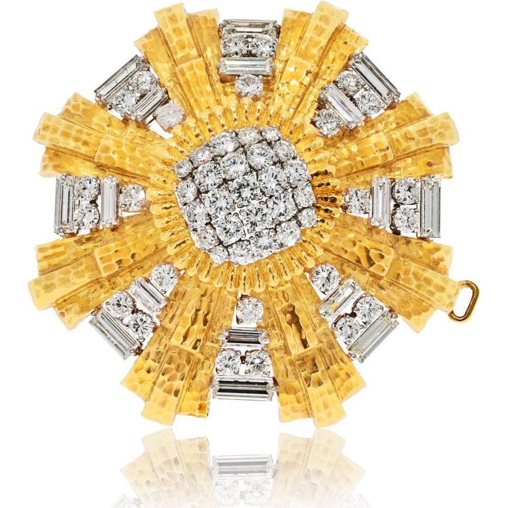 David Webb Vintage Inspired Diamond Cluster Pendant Brooch