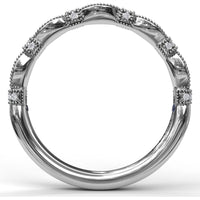 Vintage-Inspired Diamond Wedding Band with Marquise Motifs and Milgrain Details by Fana - 0.17 Carat Total Diamond Weight