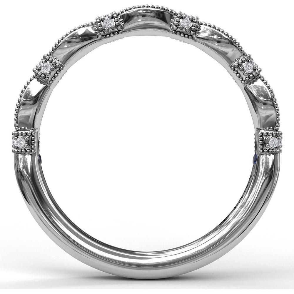 Vintage-Inspired Diamond Wedding Band with Marquise Motifs and Milgrain Details by Fana - 0.17 Carat Total Diamond Weight