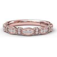 Vintage-Inspired Diamond Wedding Band with Marquise Motifs and Milgrain Details by Fana - 0.17 Carat Total Diamond Weight