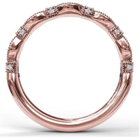 Vintage-Inspired Diamond Wedding Band with Marquise Motifs and Milgrain Details by Fana - 0.17 Carat Total Diamond Weight