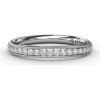Vintage Inspired Diamond Wedding Band with Milgrain Pavé Set Round Diamonds by Fana - 0.21 Carat Total Diamond Weight