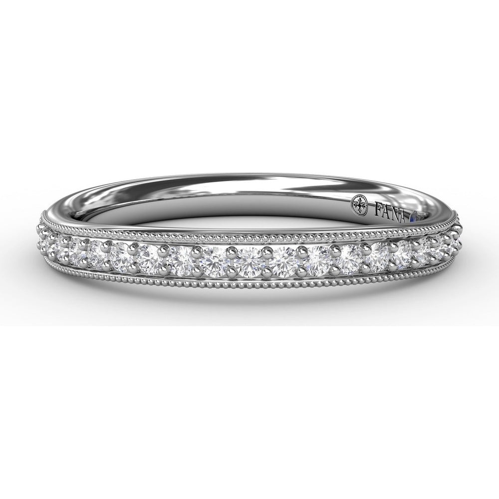 Vintage Inspired Diamond Wedding Band with Milgrain Pavé Set Round Diamonds by Fana - 0.21 Carat Total Diamond Weight