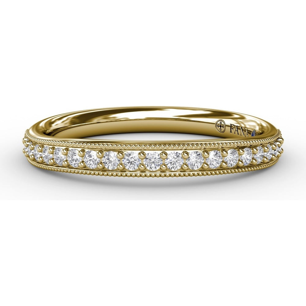Vintage Inspired Diamond Wedding Band with Milgrain Pavé Set Round Diamonds by Fana - 0.21 Carat Total Diamond Weight