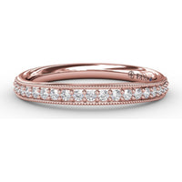 Vintage Inspired Diamond Wedding Band with Milgrain Pavé Set Round Diamonds by Fana - 0.21 Carat Total Diamond Weight