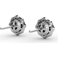 Vintage-Inspired Emerald and Diamond Stud Earrings with Milgrain Detail by Fana - 1.40 Carat Total Gemstone Weight