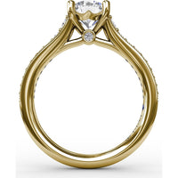 Vintage Inspired Engagement Ring Setting with Graduated Pavé Round Diamonds and Milgrain Detail by Fana - 0.35 Carat Total Diamond Weight