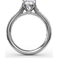 Vintage Inspired Engagement Ring Setting with Graduated Pavé Round Diamonds and Milgrain Detail by Fana - 0.35 Carat Total Diamond Weight