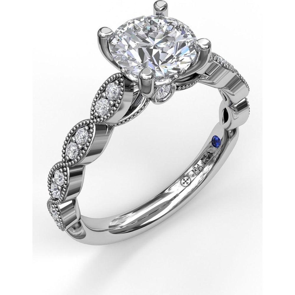 Vintage Inspired Engagement Ring Setting with Marquise Diamond Accents and Milgrain Edges by Fana - 0.20 Carat Total Diamond Weight