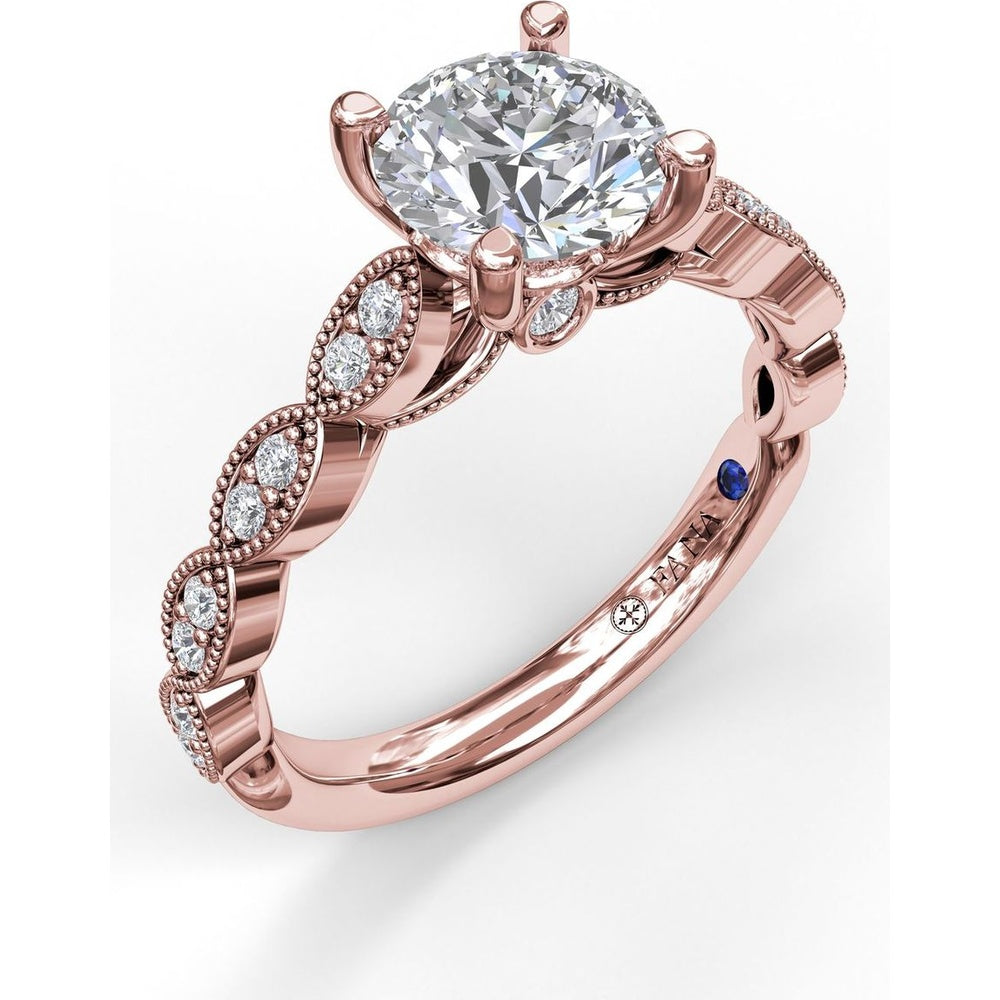 Vintage Inspired Engagement Ring Setting with Marquise Diamond Accents and Milgrain Edges by Fana - 0.20 Carat Total Diamond Weight