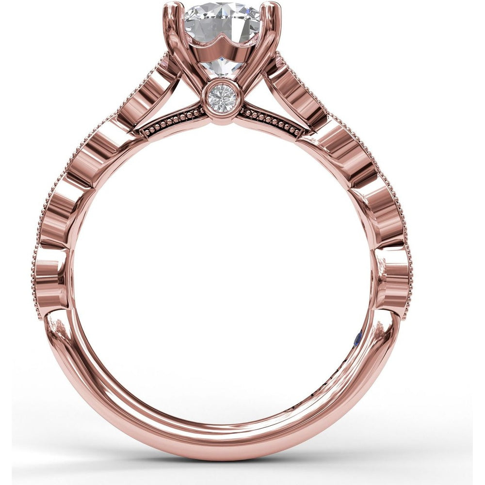 Vintage Inspired Engagement Ring Setting with Marquise Diamond Accents and Milgrain Edges by Fana - 0.20 Carat Total Diamond Weight