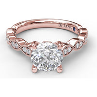 Vintage Inspired Engagement Ring Setting with Marquise Diamond Accents and Milgrain Edges by Fana - 0.20 Carat Total Diamond Weight