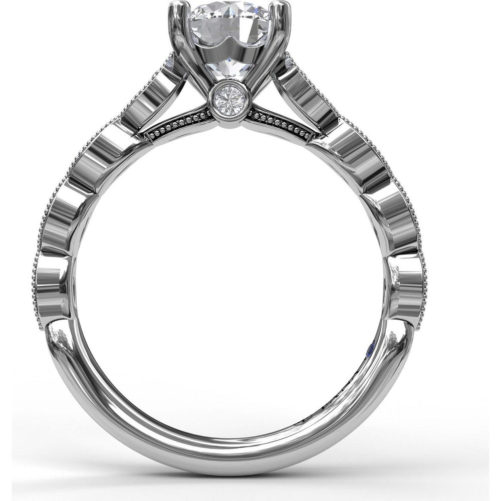 Vintage Inspired Engagement Ring Setting with Marquise Diamond Accents and Milgrain Edges by Fana - 0.20 Carat Total Diamond Weight