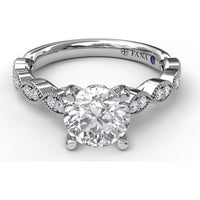Vintage Inspired Engagement Ring Setting with Marquise Diamond Accents and Milgrain Edges by Fana - 0.20 Carat Total Diamond Weight
