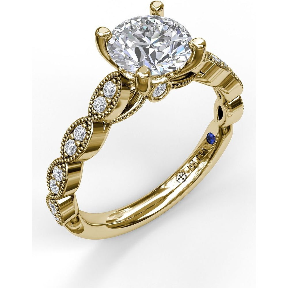 Vintage Inspired Engagement Ring Setting with Marquise Diamond Accents and Milgrain Edges by Fana - 0.20 Carat Total Diamond Weight