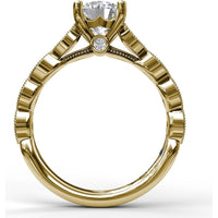 Vintage Inspired Engagement Ring Setting with Marquise Diamond Accents and Milgrain Edges by Fana - 0.20 Carat Total Diamond Weight