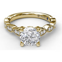 Vintage Inspired Engagement Ring Setting with Marquise Diamond Accents and Milgrain Edges by Fana - 0.20 Carat Total Diamond Weight