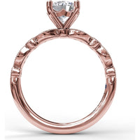 Vintage-Inspired Engagement Ring Setting with Milgrain and Pavé Diamond Band by Fana - 0.12 Carat Total Diamond Weight