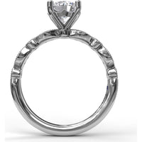 Vintage-Inspired Engagement Ring Setting with Milgrain and Pavé Diamond Band by Fana - 0.12 Carat Total Diamond Weight