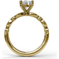 Vintage-Inspired Engagement Ring Setting with Milgrain and Pavé Diamond Band by Fana - 0.12 Carat Total Diamond Weight