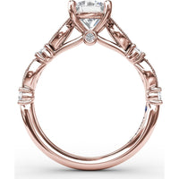 Vintage Inspired Engagement Ring Setting with Milgrain and Round Diamond Accents by Fana - 0.28 Carat Total Diamond Weight