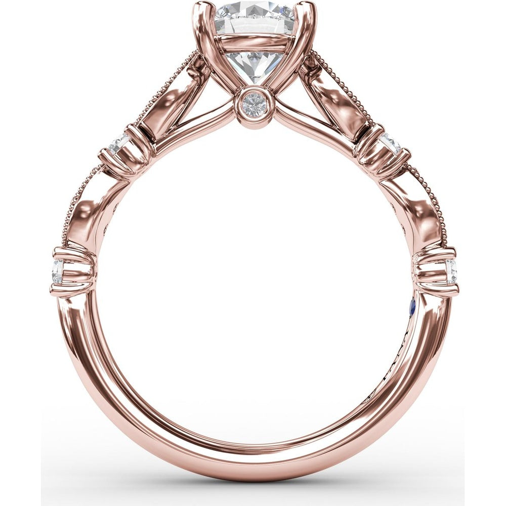 Vintage Inspired Engagement Ring Setting with Milgrain and Round Diamond Accents by Fana - 0.28 Carat Total Diamond Weight