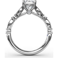 Vintage Inspired Engagement Ring Setting with Milgrain and Round Diamond Accents by Fana - 0.28 Carat Total Diamond Weight